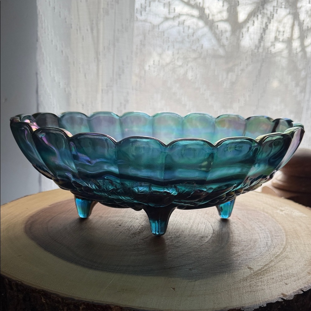 Iridescent Blue Glass Bowl